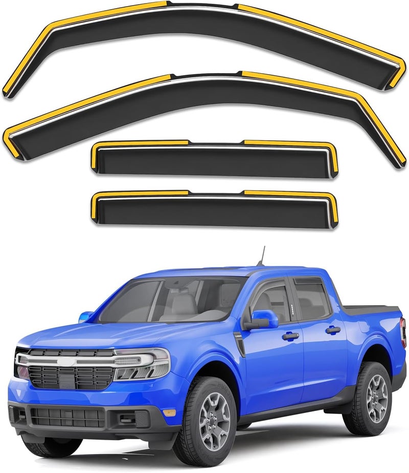 Breejoy in-Channel Rain Guards Fit for Ford Maverick 2022 2023 2024 2025 2026 Truck, Window Rain Guards Visors Vent Visors Window Deflector Vent Shades Car Accessories -4 pcs - Image 1